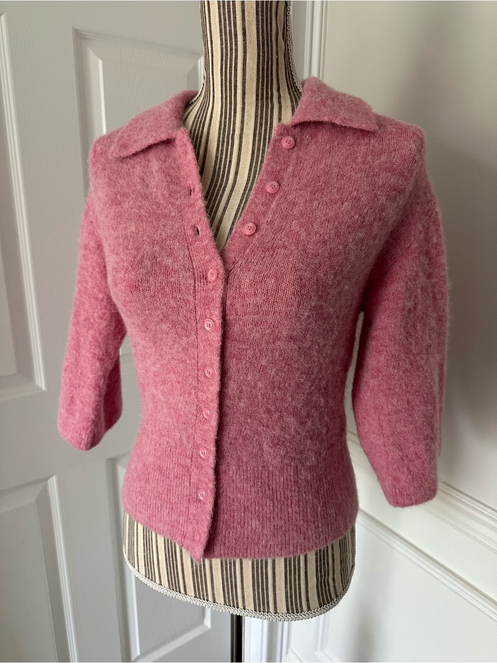 & Other Stories Pink Alpaca Blend Fuzzy Knit Cardigan XS